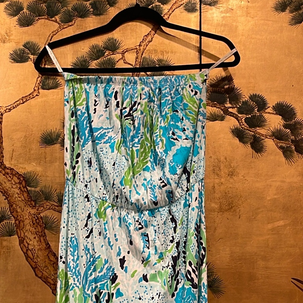 Lilly Pulitzer Strapless Dress size S stretches can be M Pima Cotton